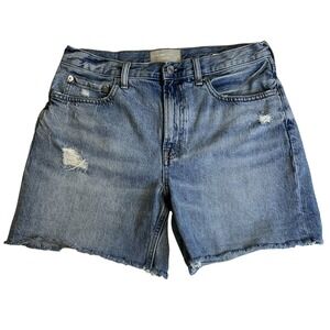 Everlane‎ The Denim Short Distressed Jean Shorts Wear Frayed Or Cuff Up Size 28